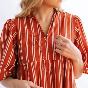 NEW SUNSHINE TIENDA hemingway stripe bondi dress in rusty red